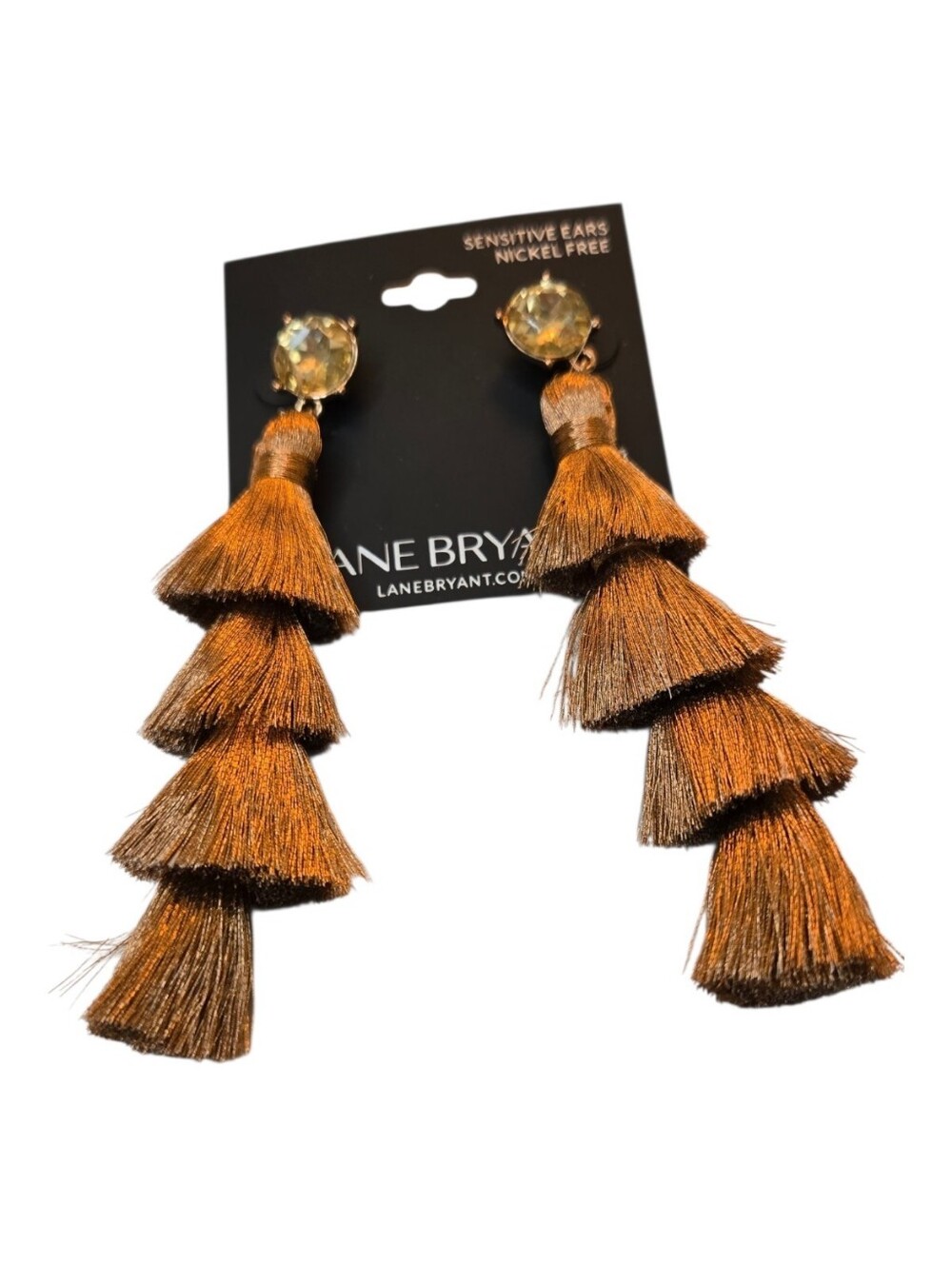 Lane Bryant Metallic Bronze Tiered Tassel Drop Earrings NWT Boho Chic